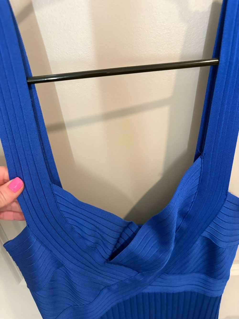 House of CB Cobalt Blue Ribbed Bodycon Midi Dress - Picture 4 of 7